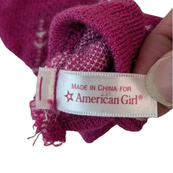 American Girl Pink Snowflake Mittens Winter Knit Gloves Hard to Find - Picture 3 of 3